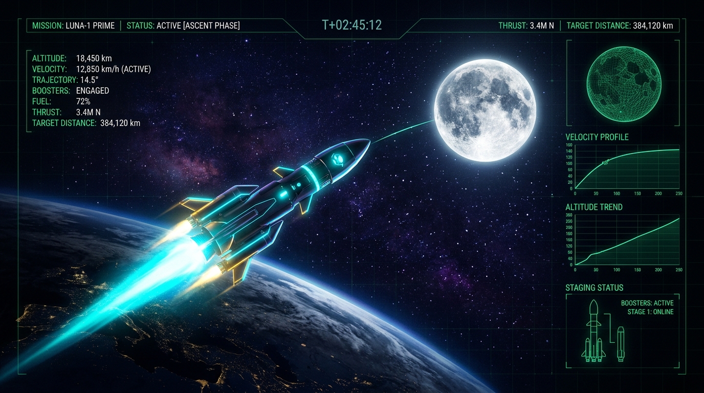 Crypto Moon Race Rocket Launch Telemetry